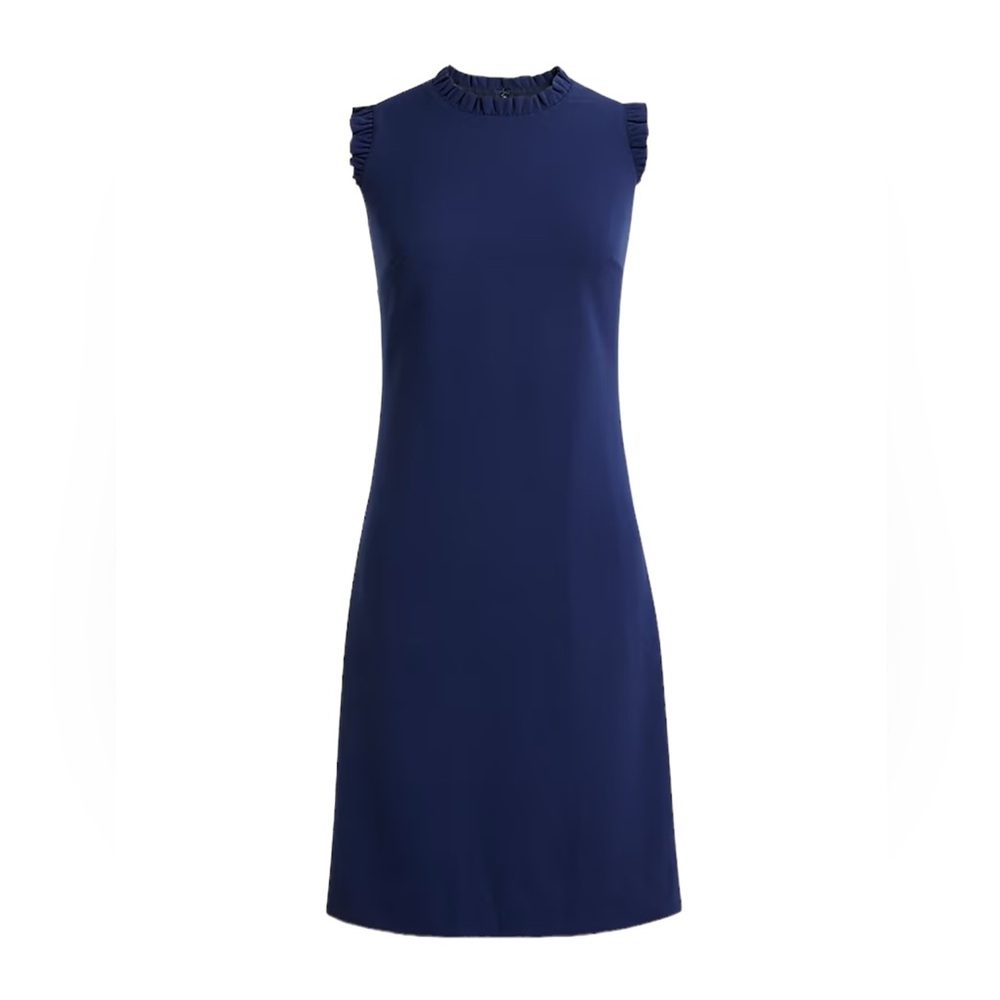 J.Crew Ruffleneck Suiting Dress in Navy